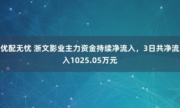 优配无忧 浙文影业主力资金持续净流入，3日共净流入1025.05万元