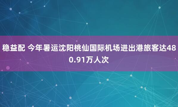 稳益配 今年暑运沈阳桃仙国际机场进出港旅客达480.91万人次